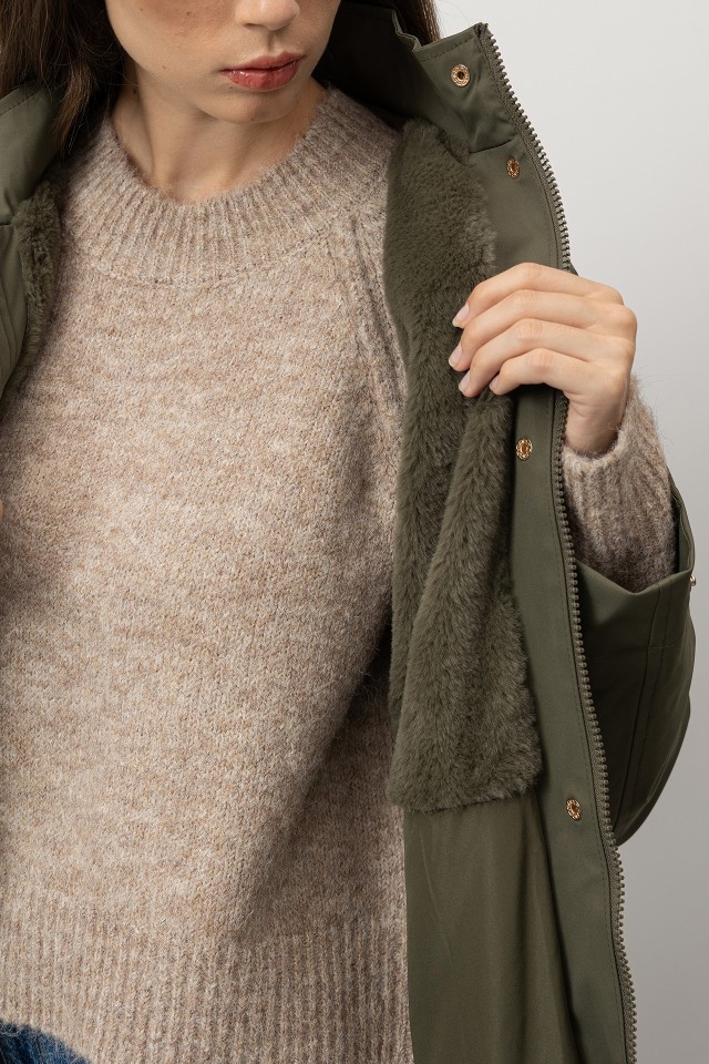 Long Green Hooded Coat Long Green Hooded Coat