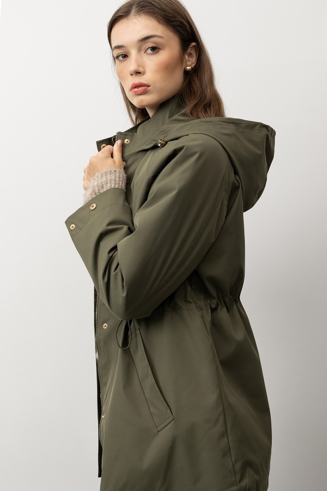 Long Green Hooded Coat Long Green Hooded Coat