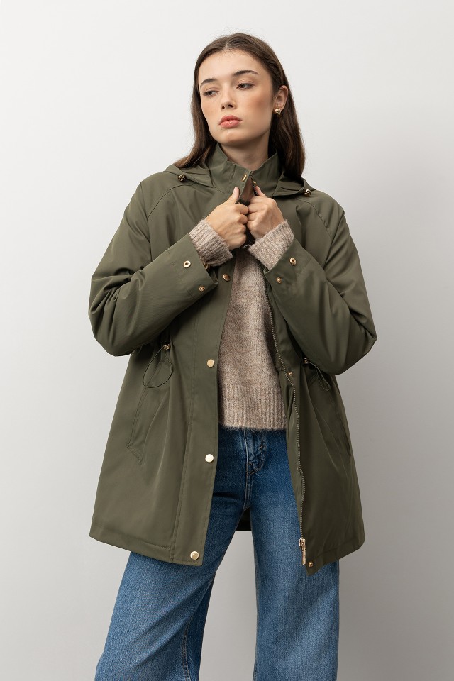 Long Green Hooded Coat Long Green Hooded Coat