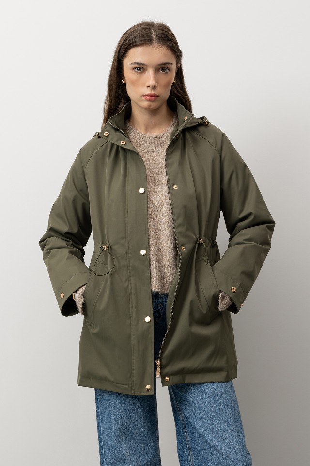 Long Green Hooded Coat Long Green Hooded Coat