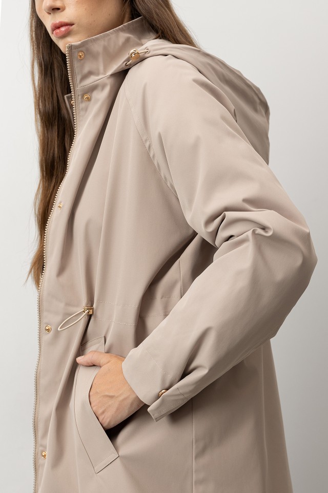 Beige Long Hooded Coat Beige Long Hooded Coat