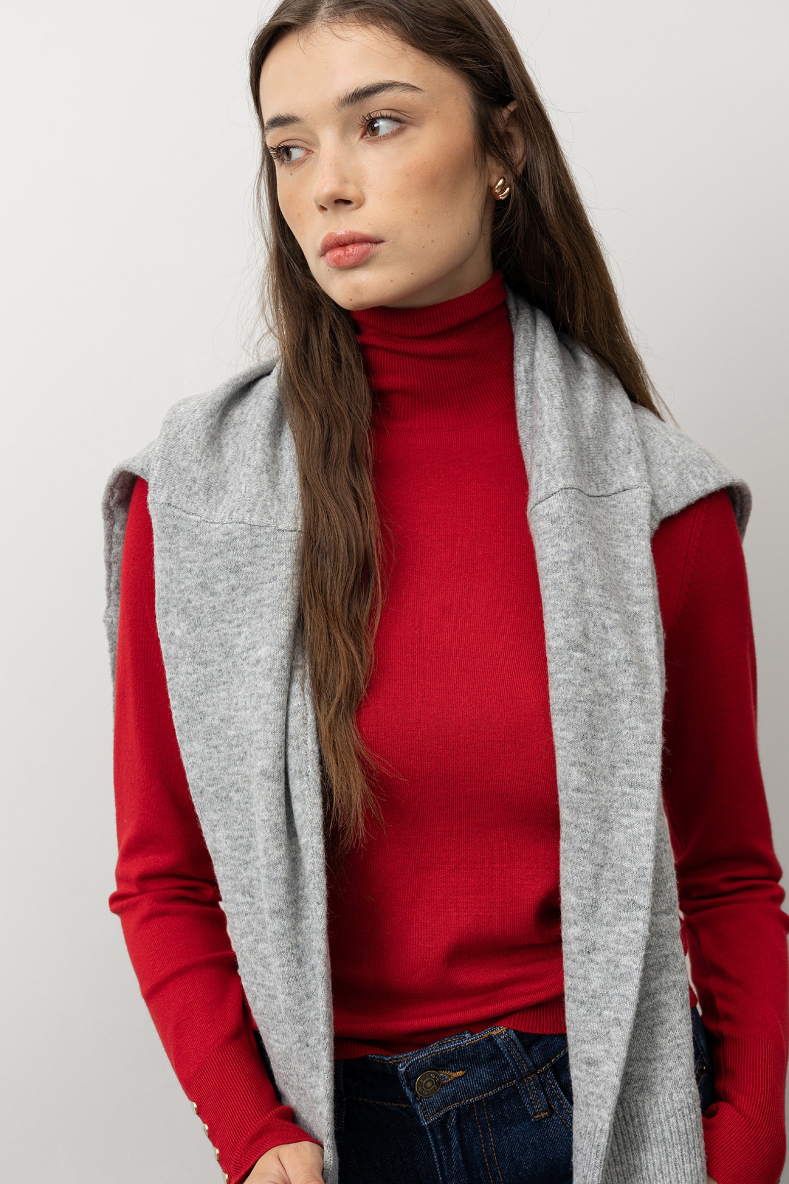 Red Slim Turtleneck Sweater