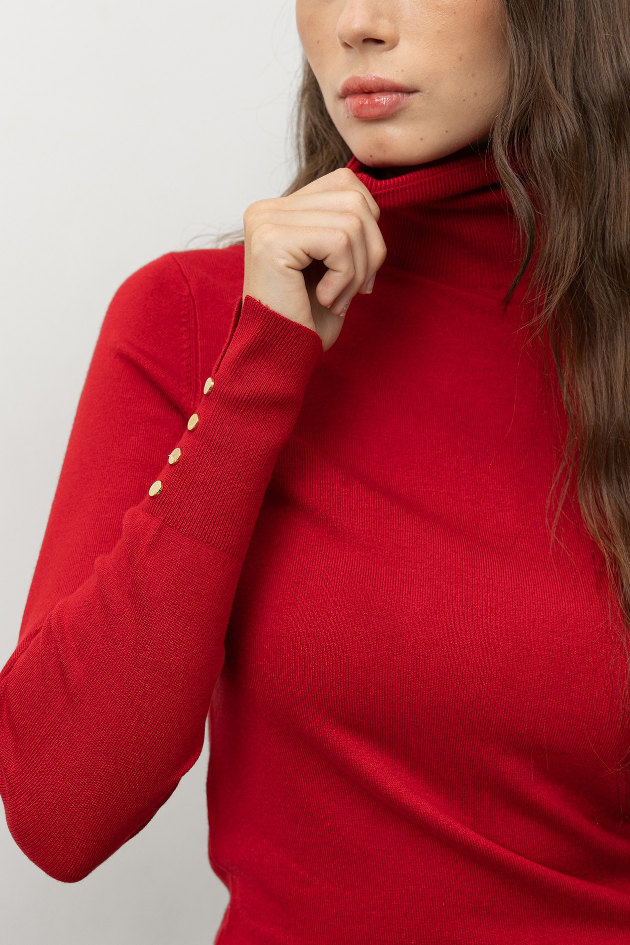 Red Slim Turtleneck Sweater