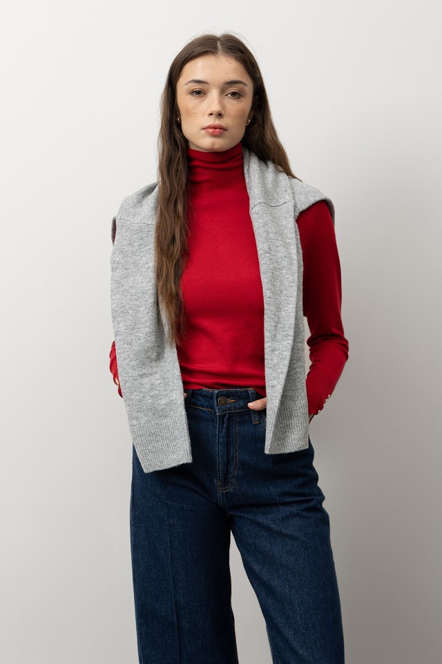 Camisola Slim Vermelha Tricotada Camisola Slim Vermelha Tricotada