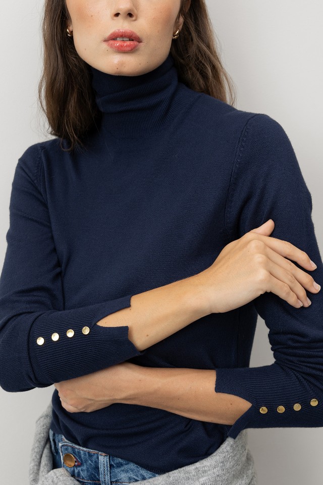 Slim Dark Blue Knit Sweater Slim Dark Blue Knit Sweater