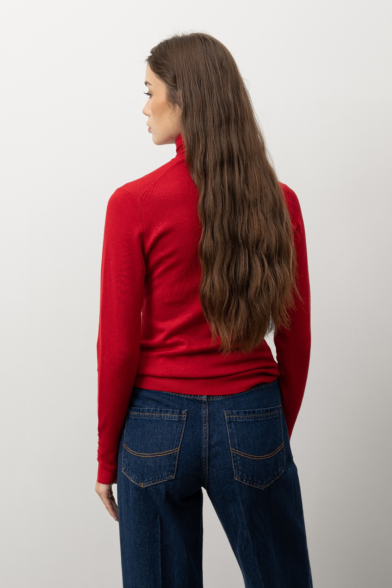 Red Slim Turtleneck Sweater