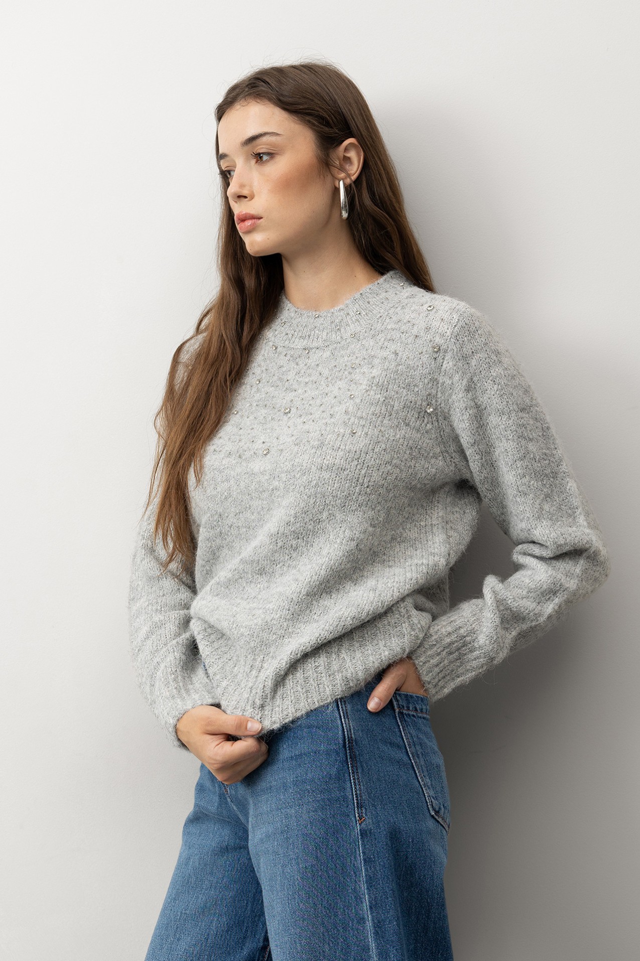 Camisola Tricotada Relaxed Cinza