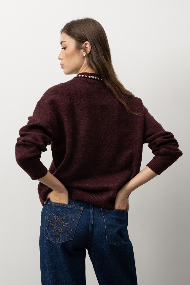 Burgundy Relaxed Knit Sweater Burgundy Relaxed Knit Sweater