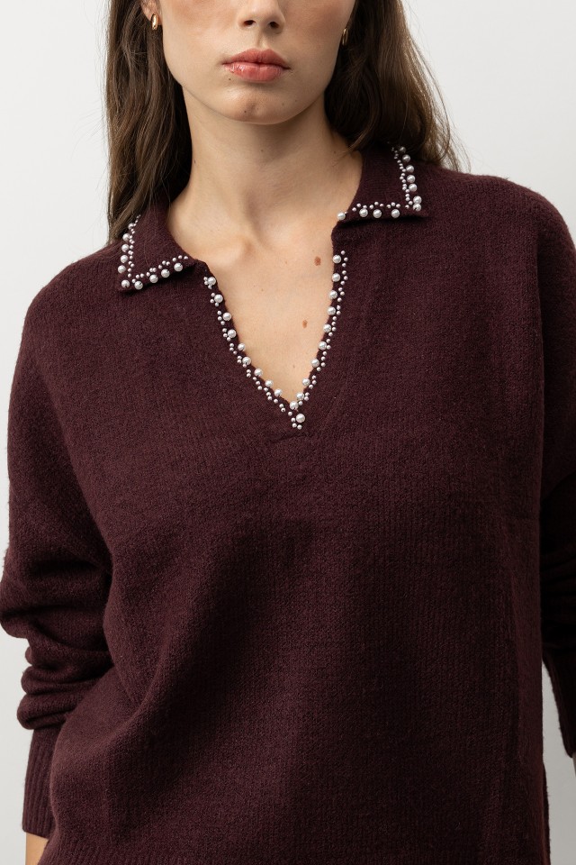 Burgundy Relaxed Knit Sweater Burgundy Relaxed Knit Sweater