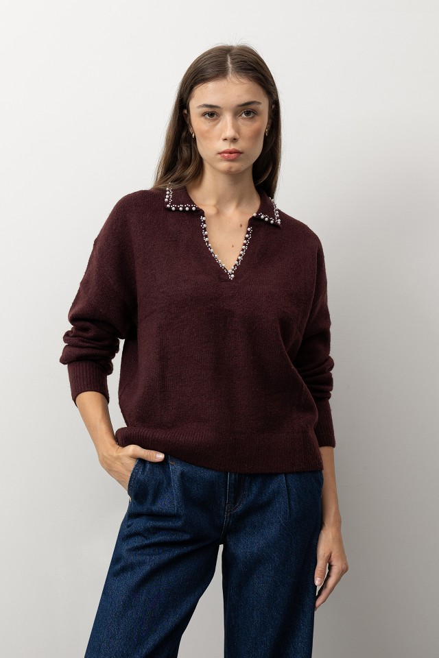 Burgundy Relaxed Knit Sweater Burgundy Relaxed Knit Sweater