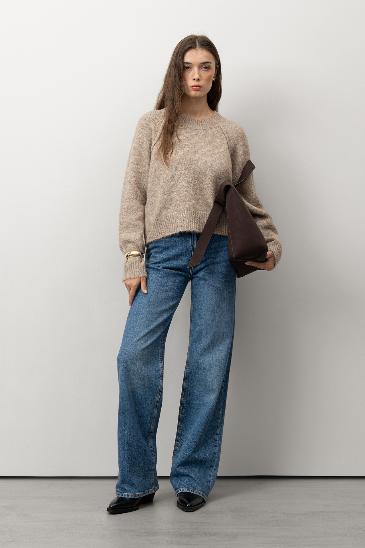 Beige Relaxed Knit Sweater