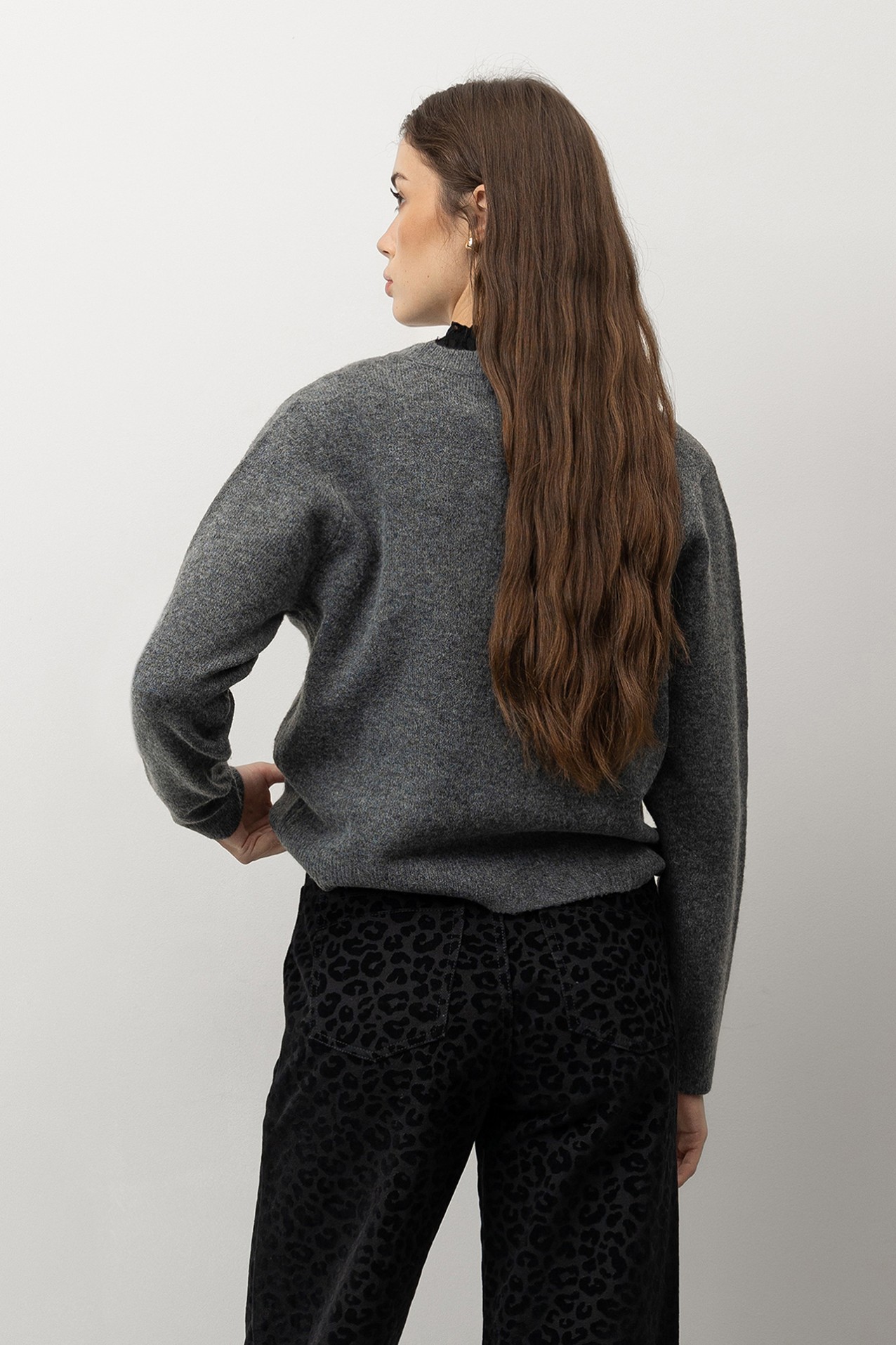 Cardigan Cinza Tricotado