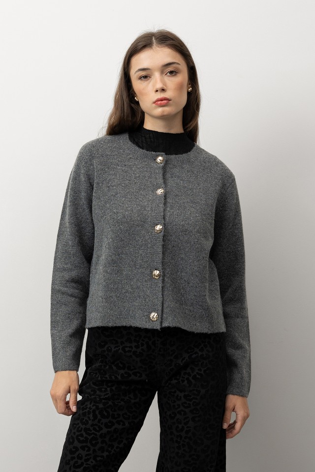 Cardigan Cinza Tricotado