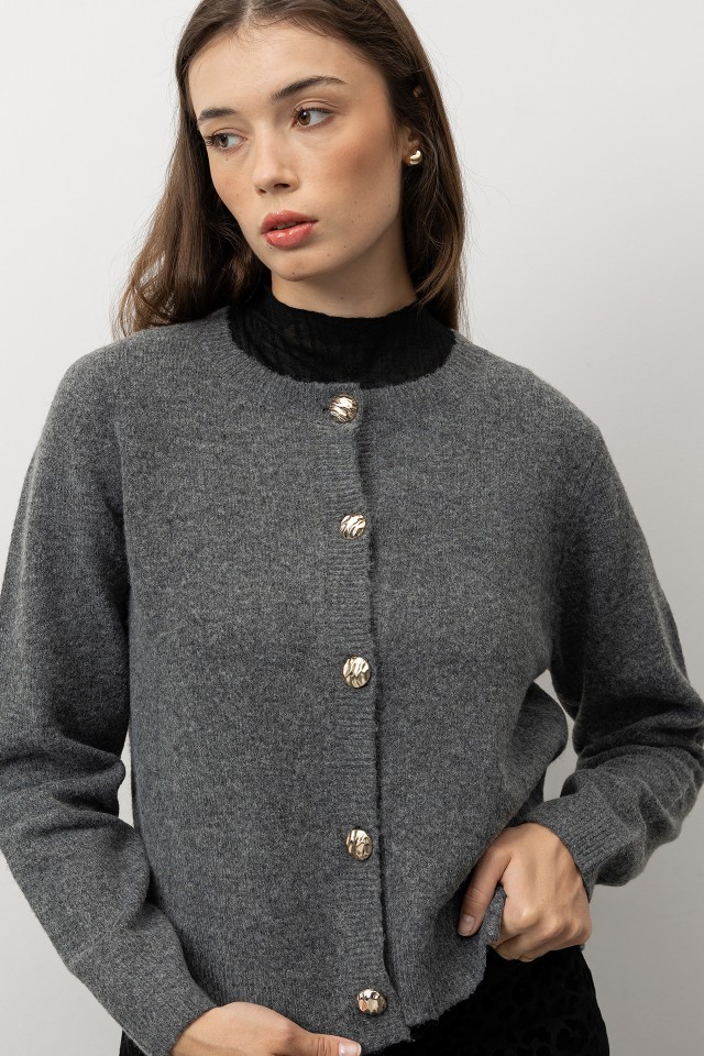 Cardigan Cinza Tricotado Cardigan Cinza Tricotado