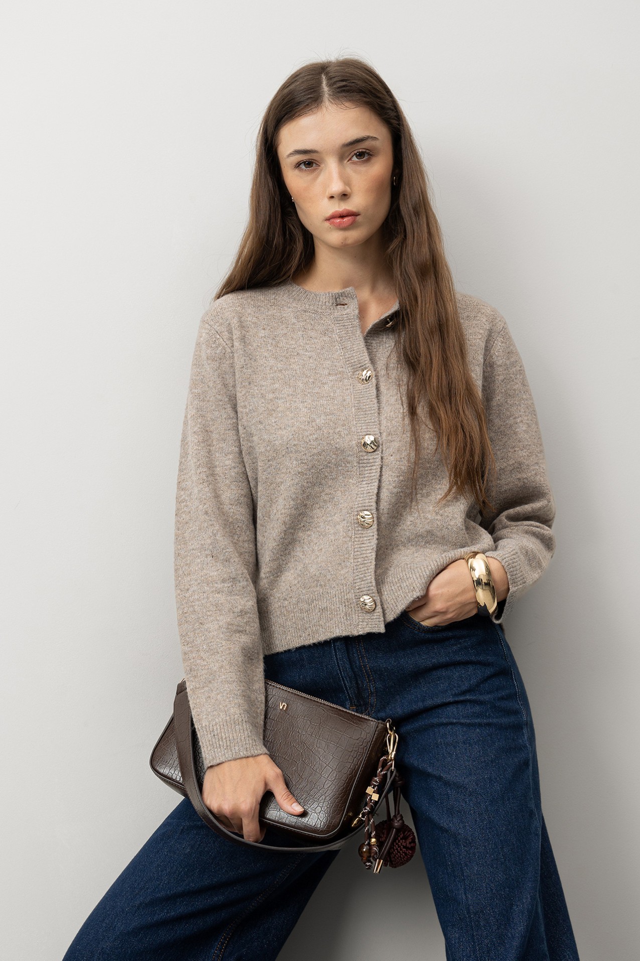 Beige Knit Cardigan