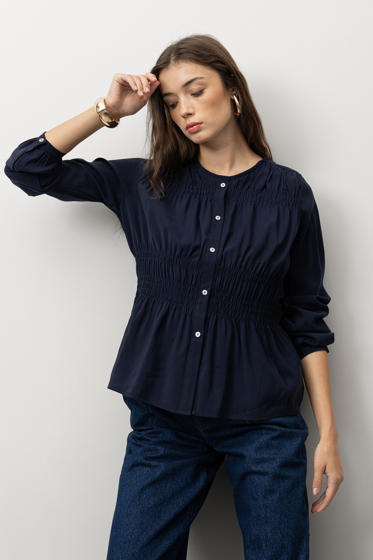 Camisa Slim Azul Escuro