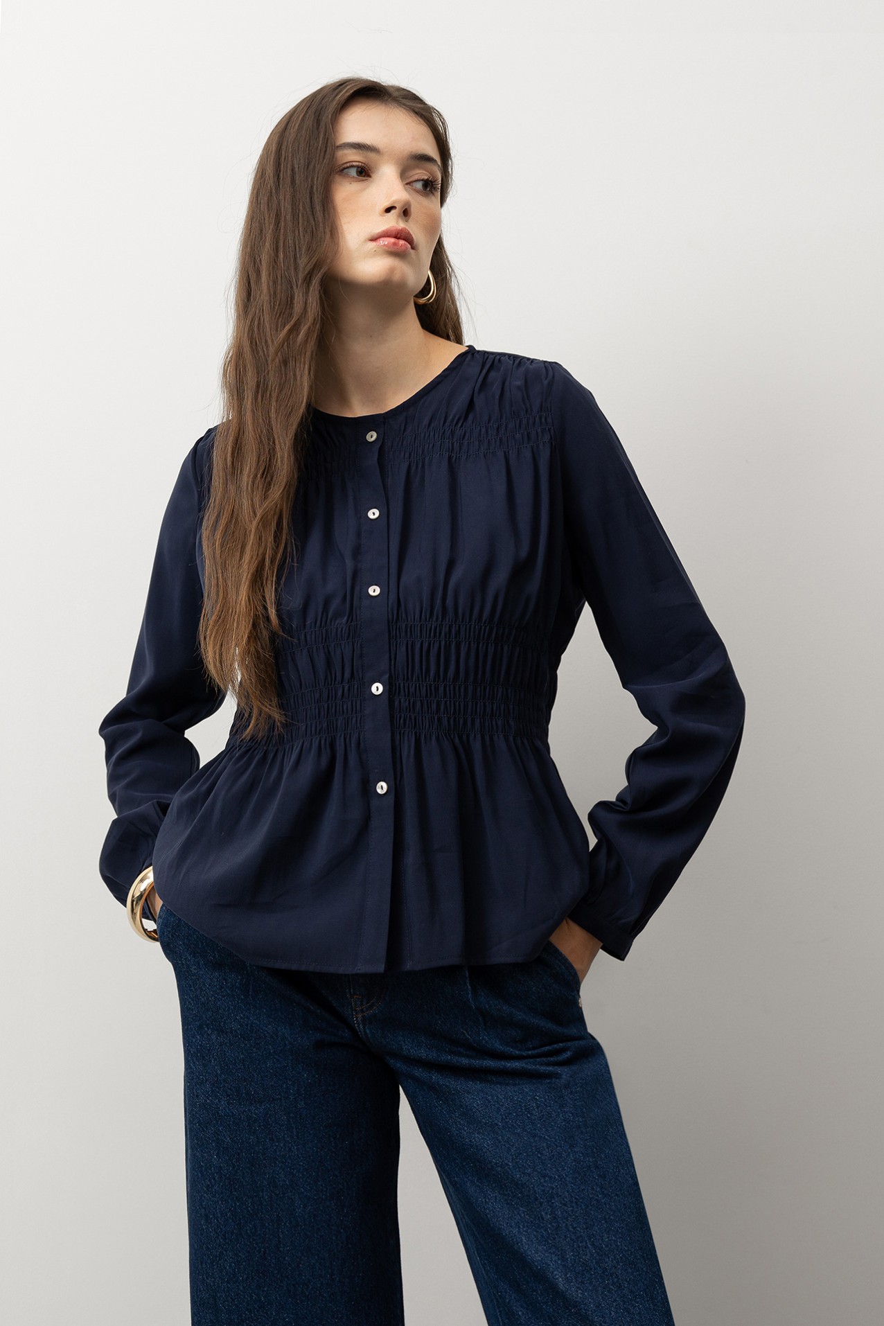 Camisa Slim Azul Escuro