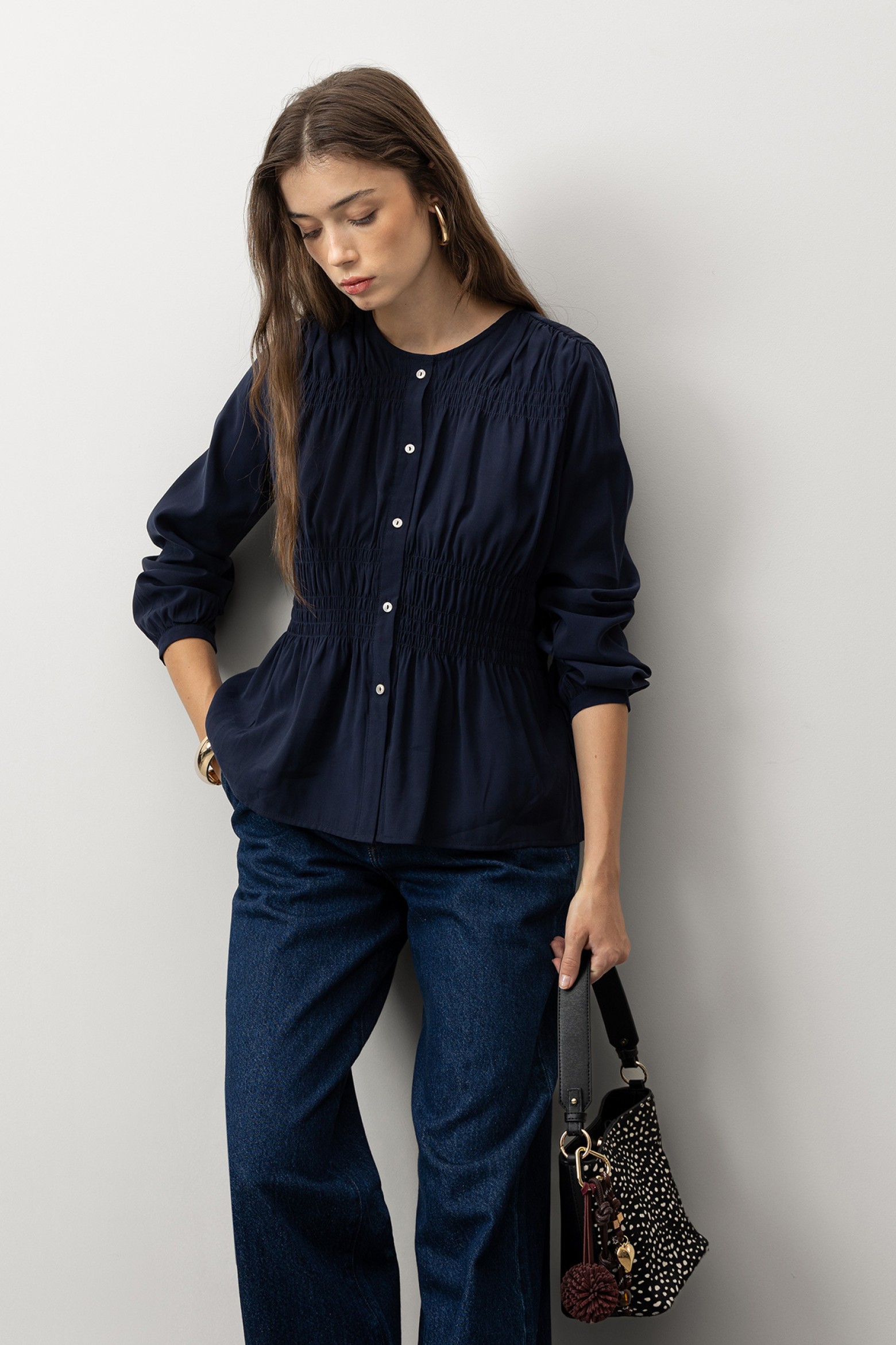 Camisa Slim Azul Escuro