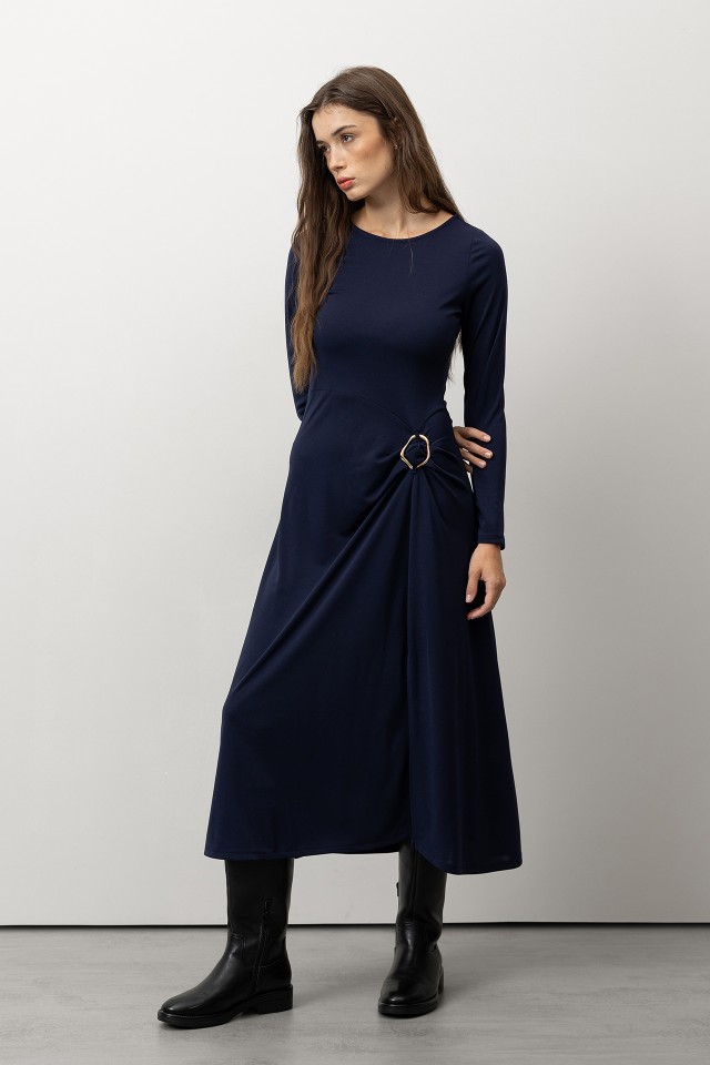 Vestido azul con fenda Vestido azul con fenda