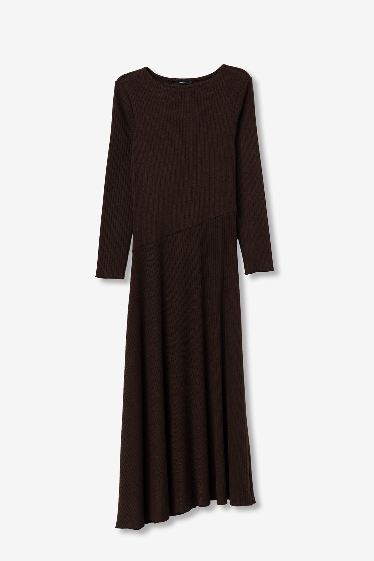 Vestido marrn canelado