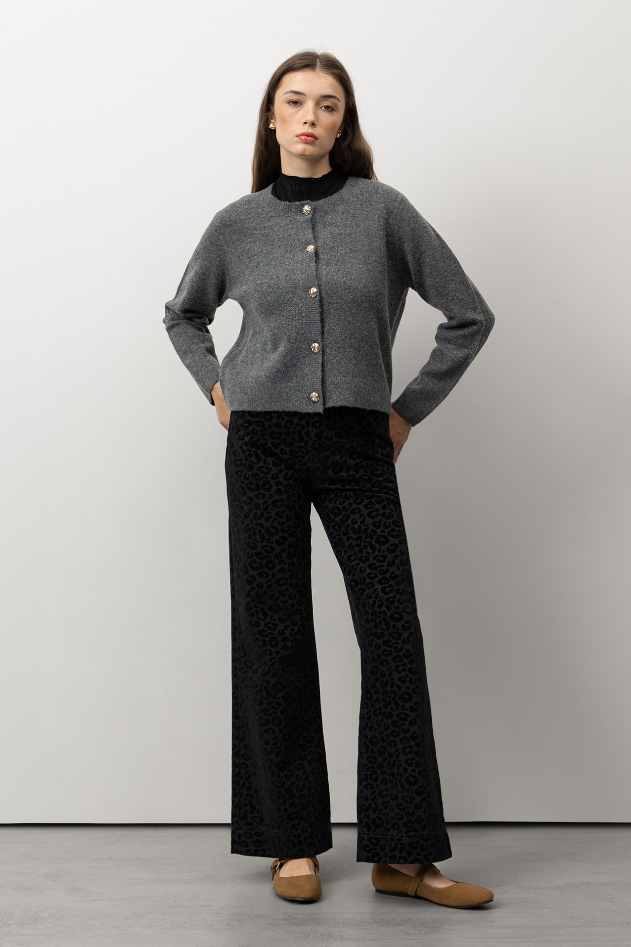 Black Animal Print Culottes