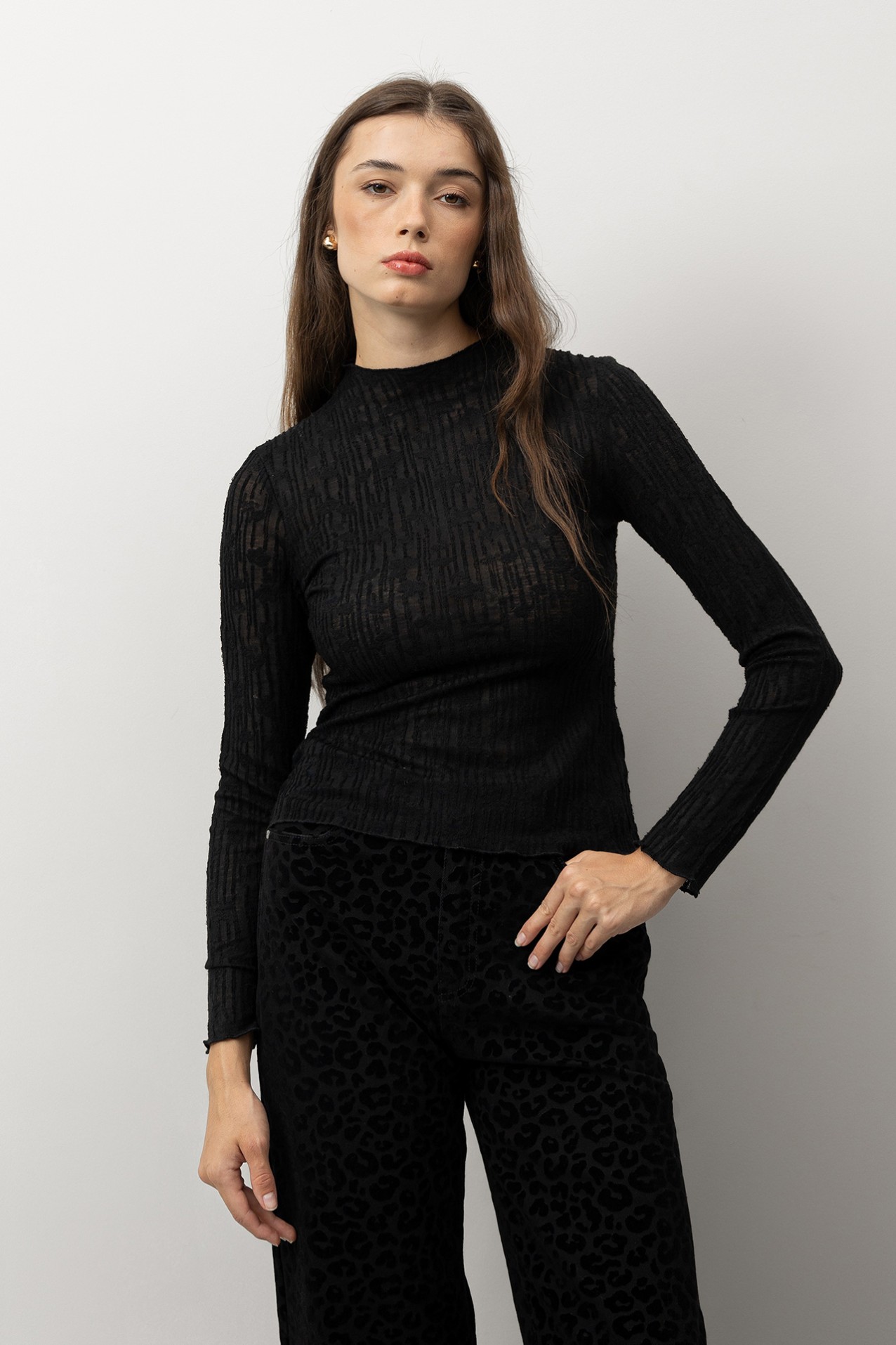 Camiseta Bordada De Manga Larga