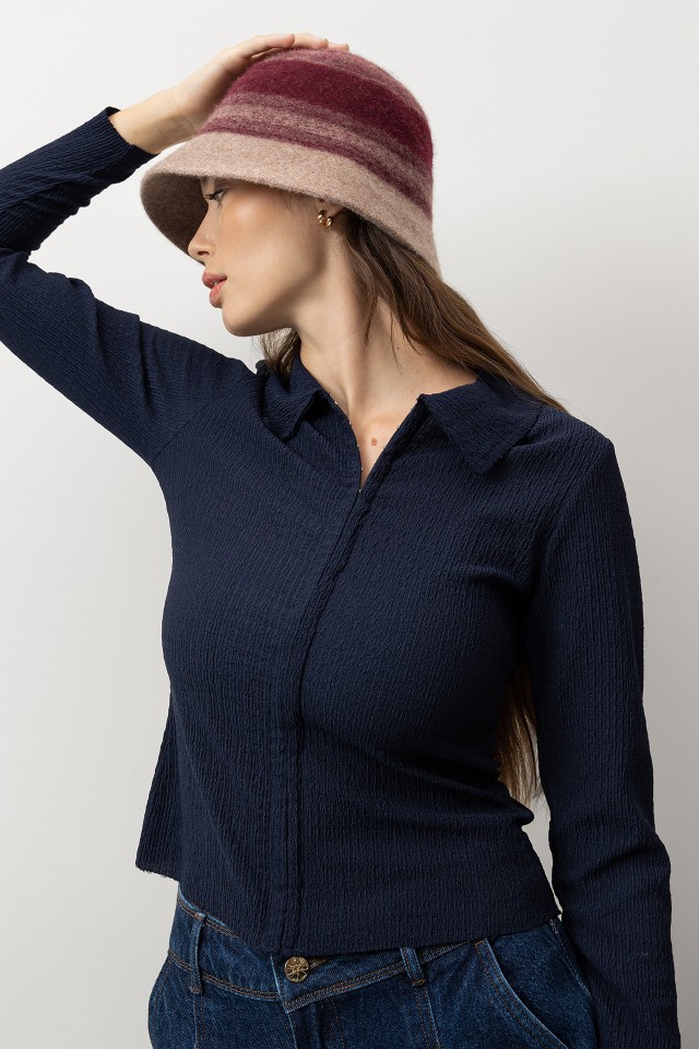 Navy Slim Long Sleeve Tee