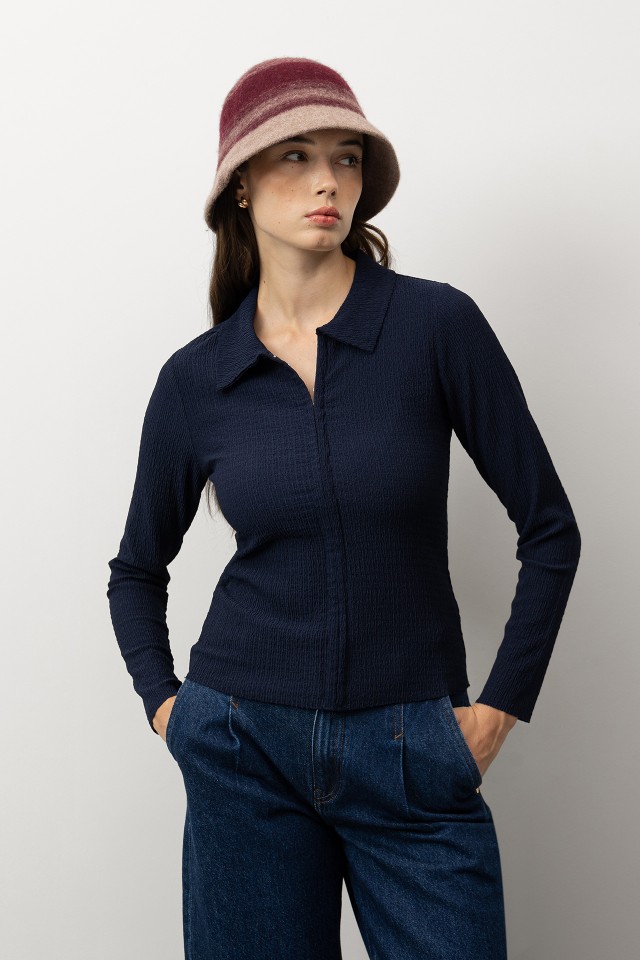 T-shirt Slim Azul Escuro T-shirt Slim Azul Escuro