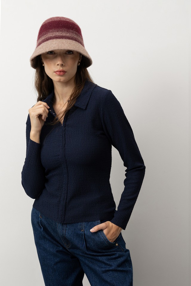 T-shirt Slim Azul Escuro T-shirt Slim Azul Escuro