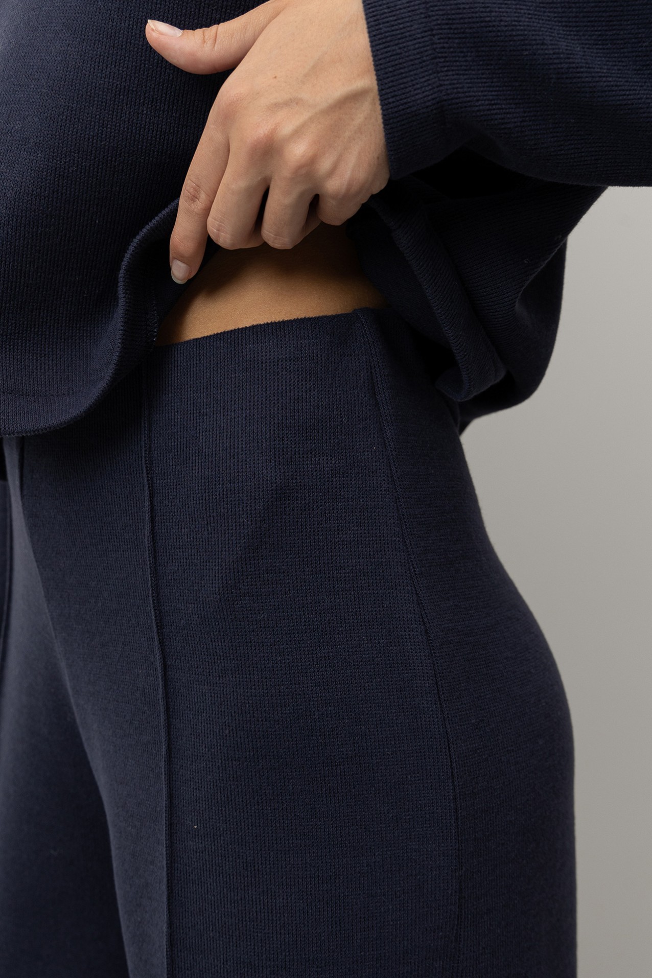 Dark Blue Wide-Leg Trousers