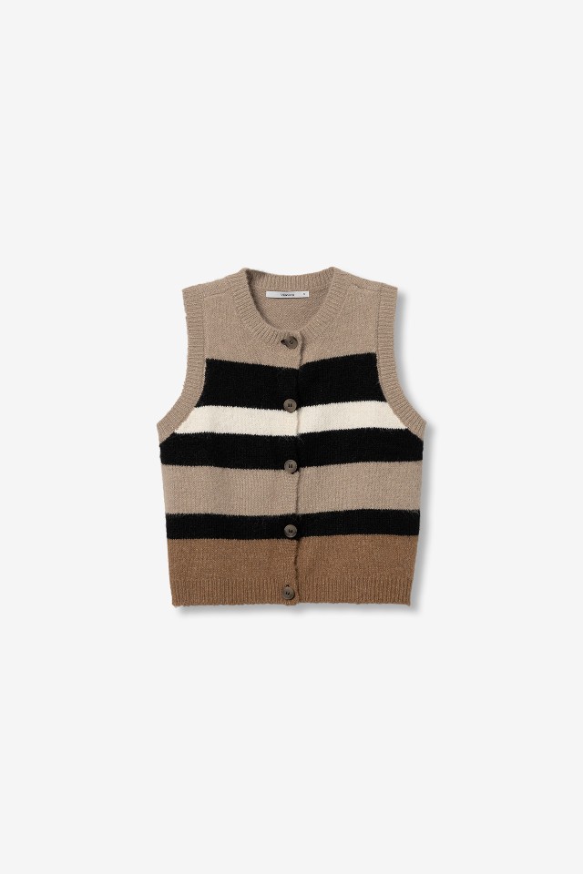 Beige Striped Knit Vest Beige Striped Knit Vest