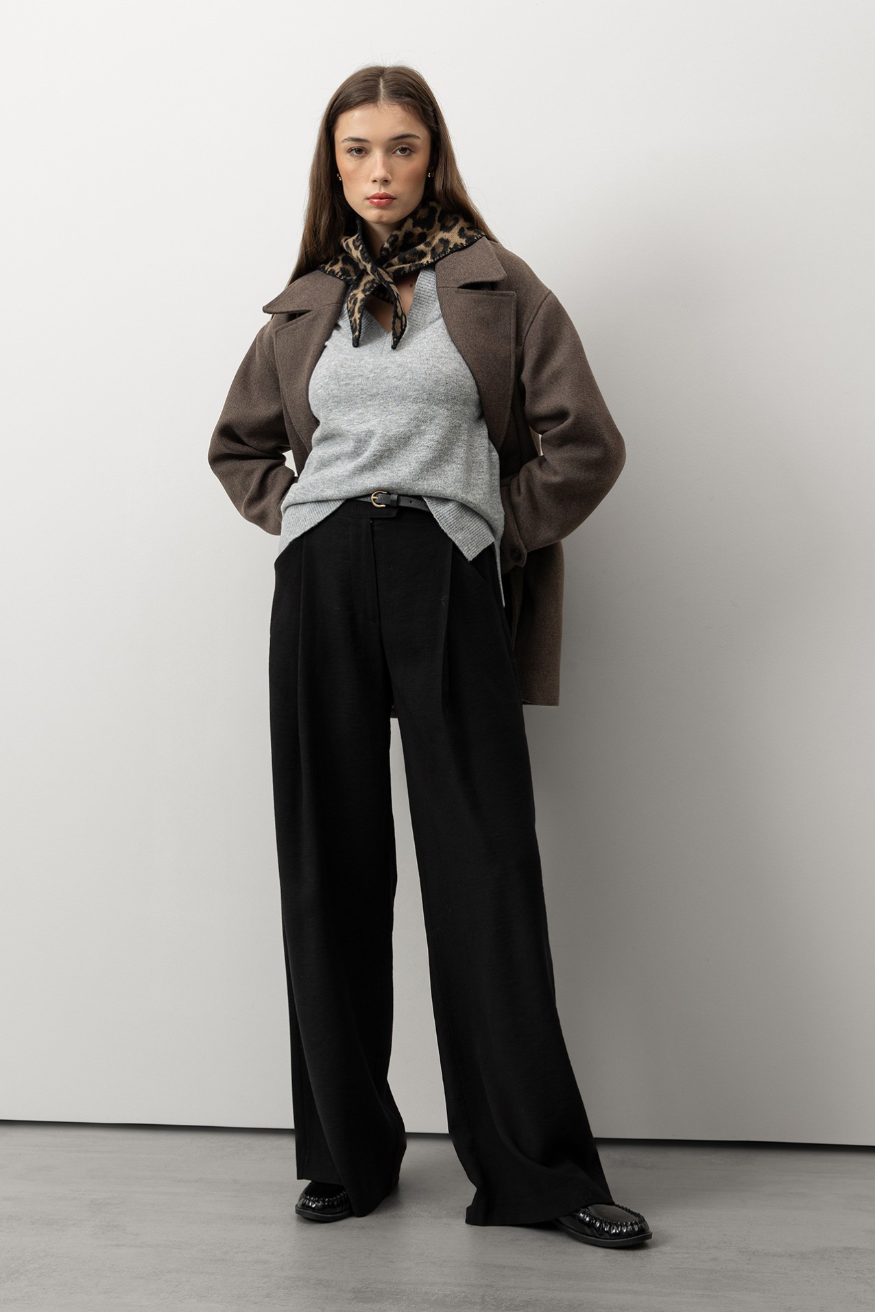 Wide Leg Pants With Belt