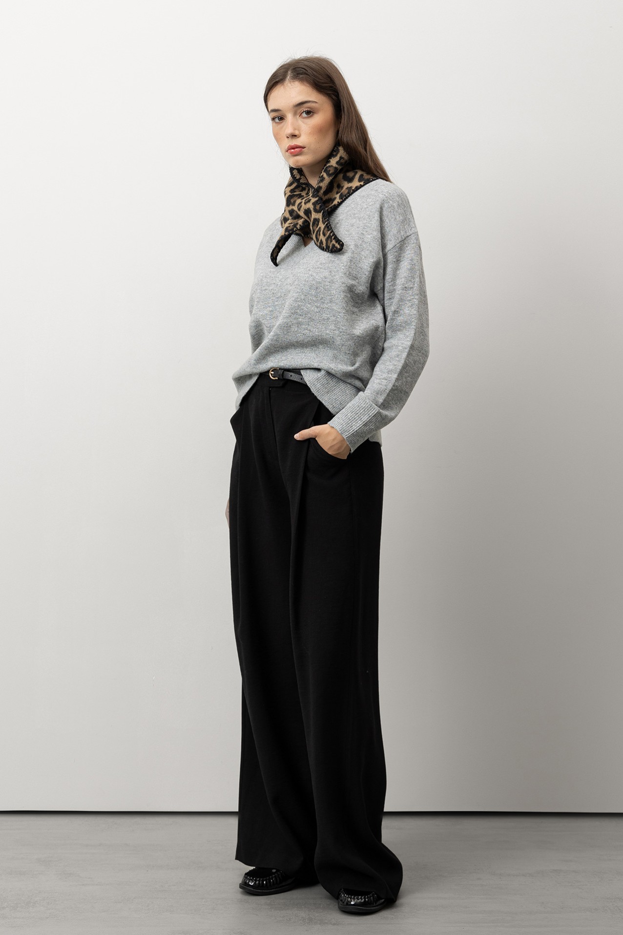 Wide Leg Pants With Belt