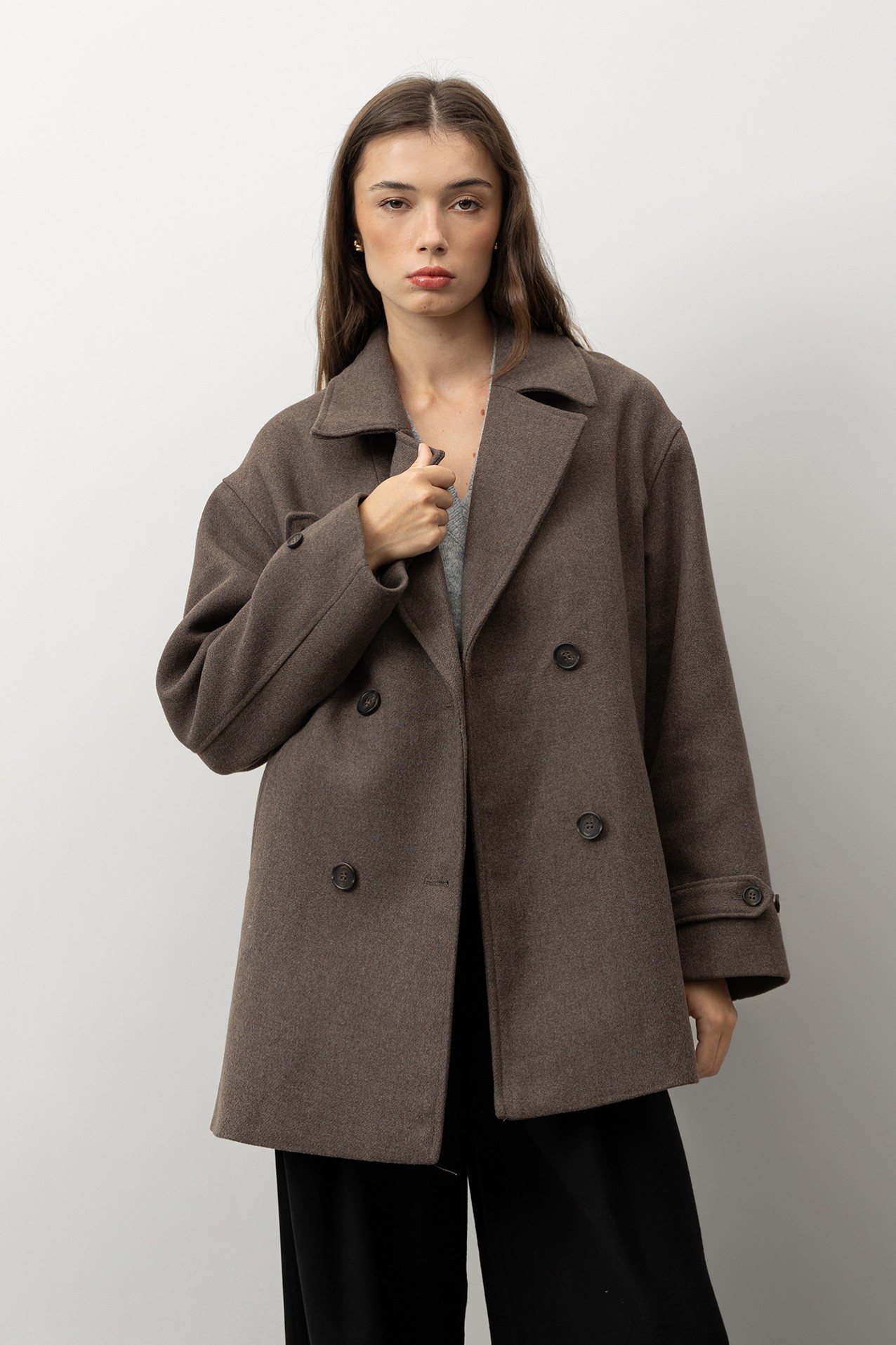 Casaco Comprido Relaxed Castanho