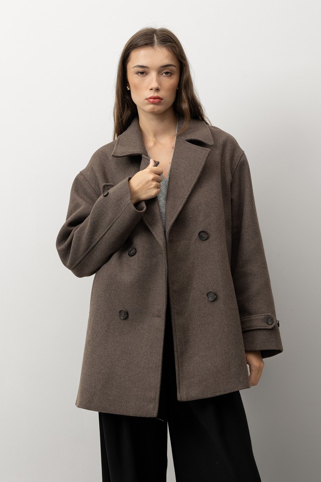 Casaco Comprido Relaxed Castanho Casaco Comprido Relaxed Castanho