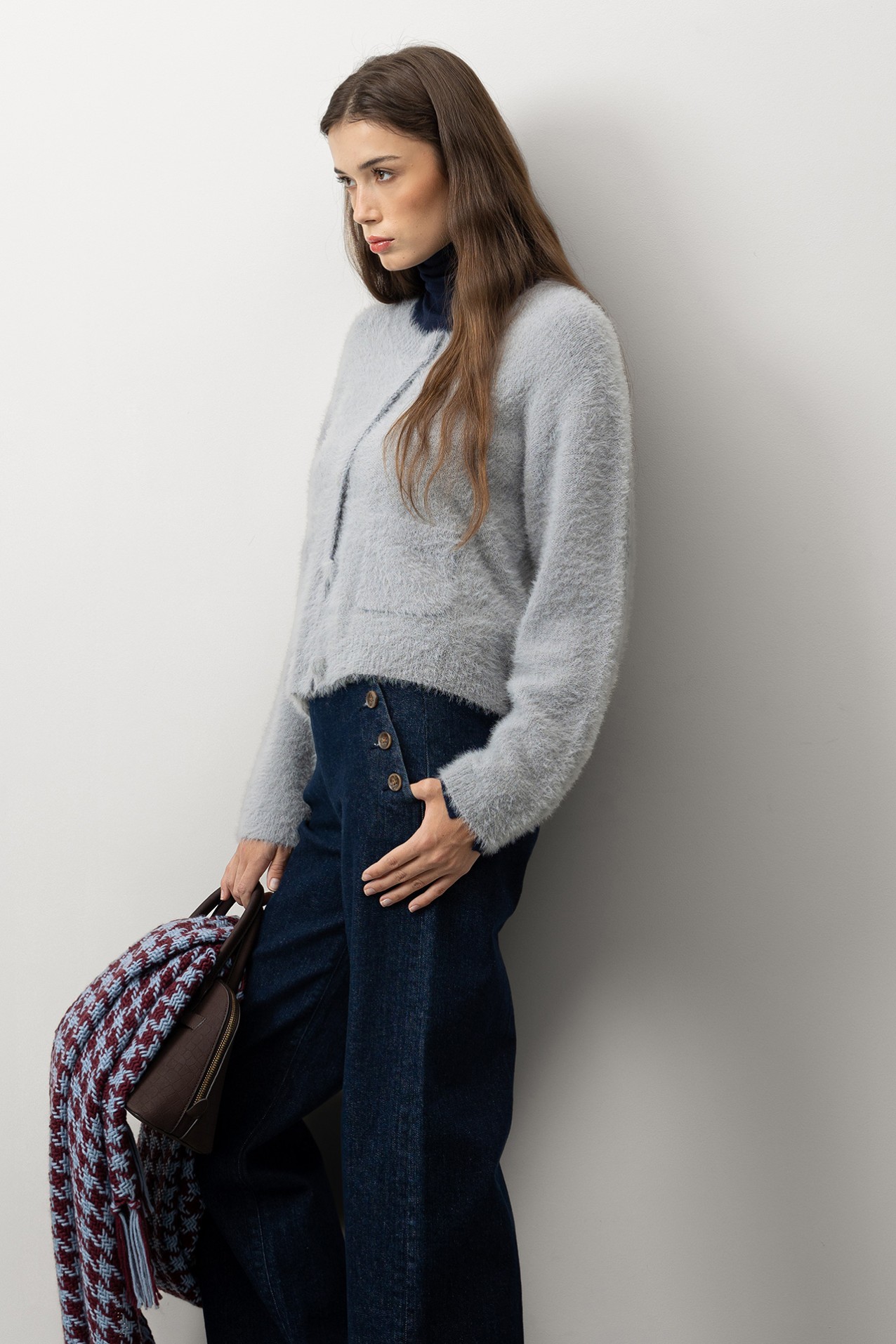 Cardigan Tricotado Cinza