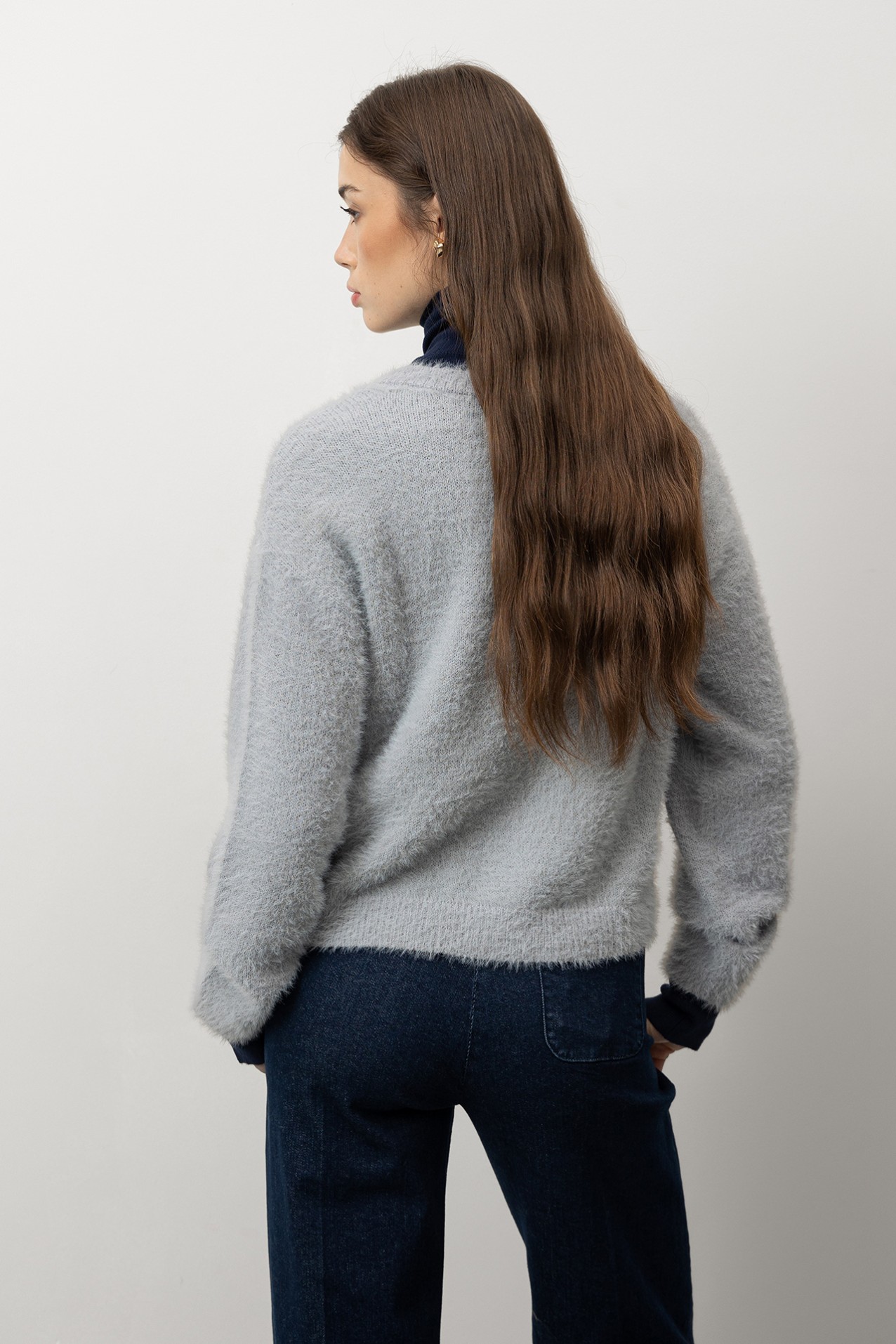 Cardigan Tricotado Cinza