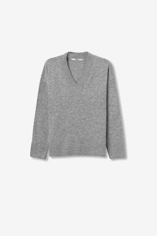 Grey V-Neck Knit Sweater Grey V-Neck Knit Sweater