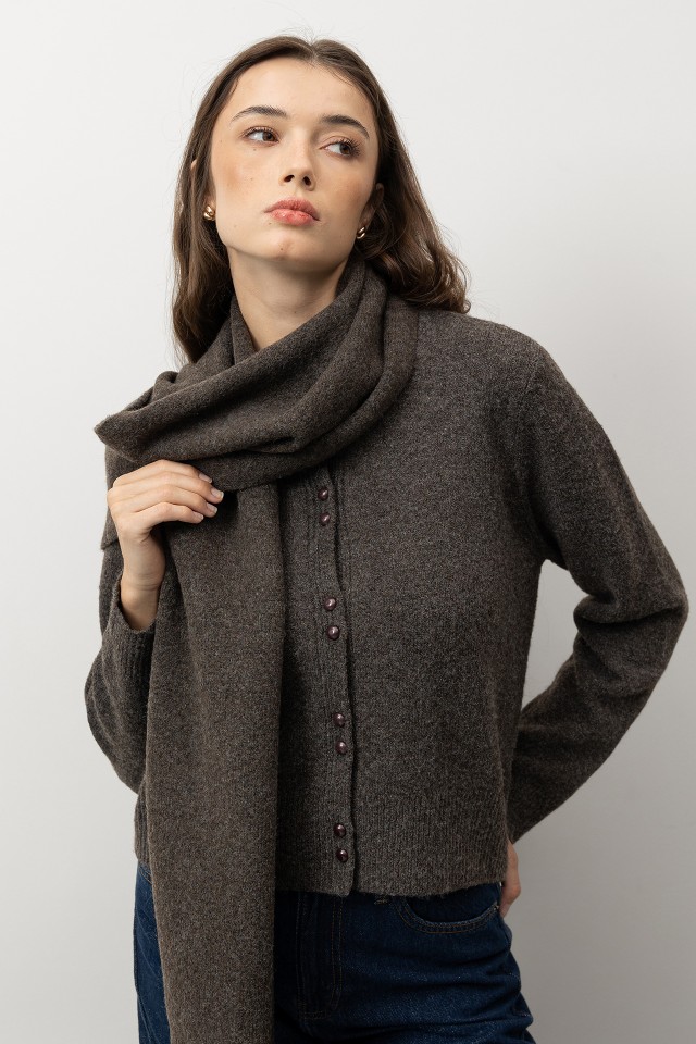 Cardigan Tricotado Castanho