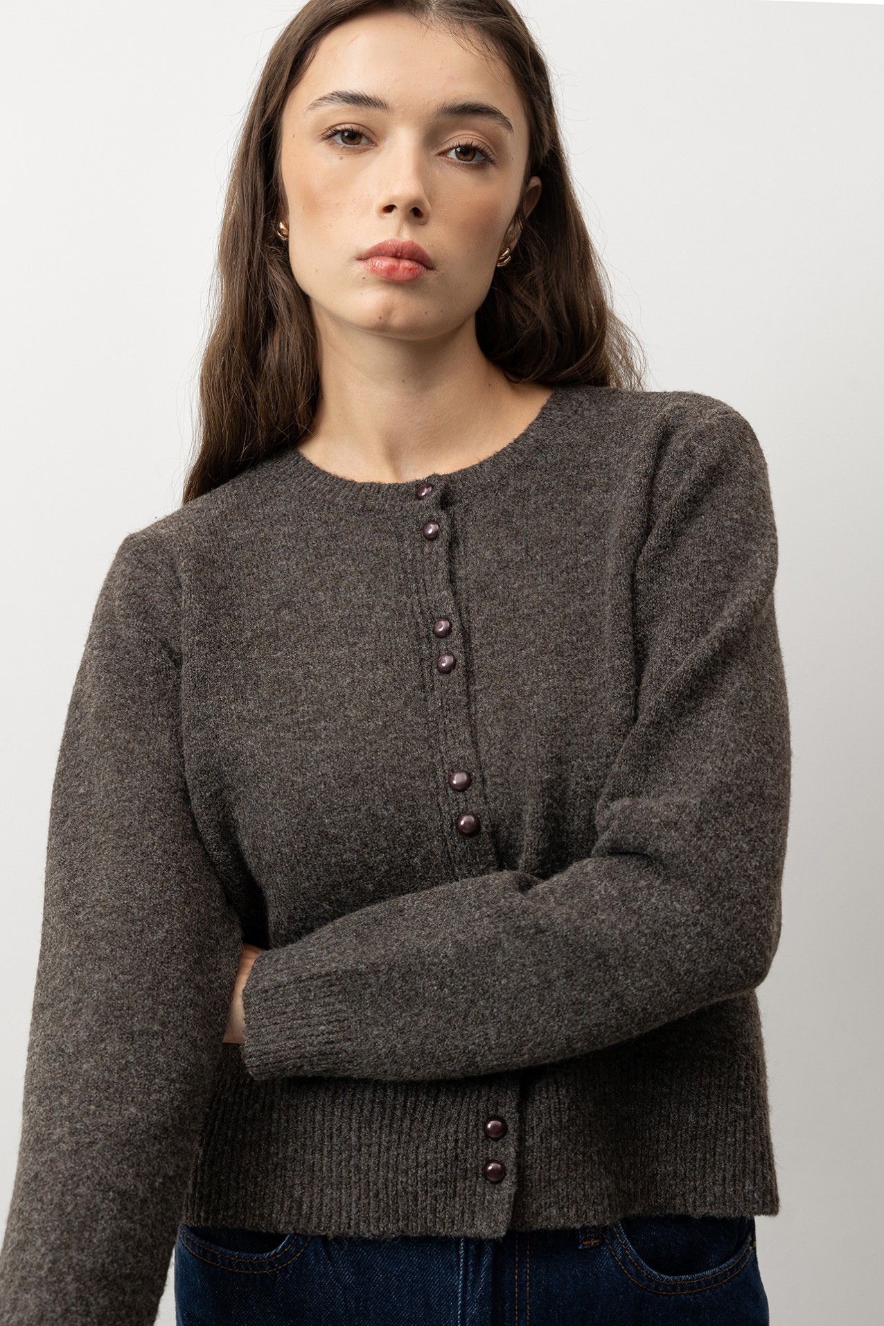 Cardigan Tricotado Castanho