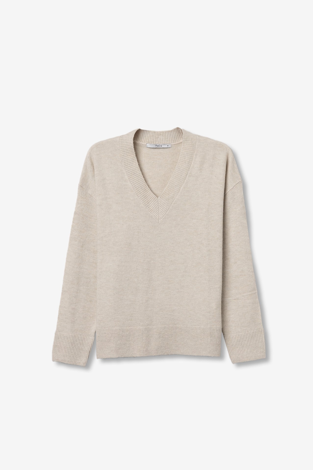 Beige V-Neck Sweater