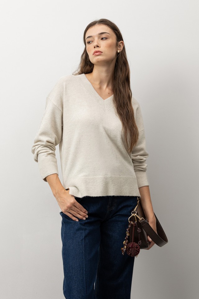 Camisola Tricotada Bege Camisola Tricotada Bege