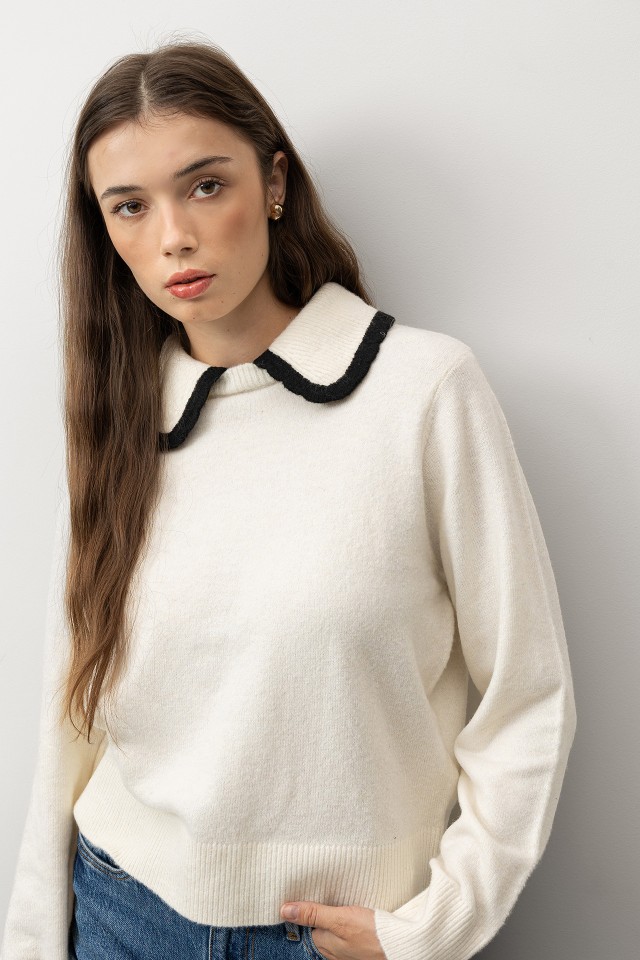 Camisola Tricotada com Gola Camisola Tricotada com Gola