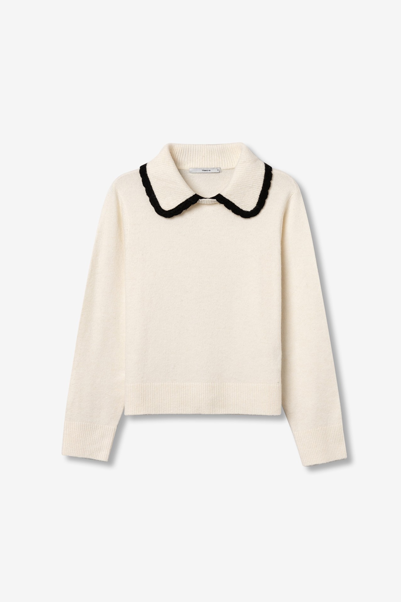 Cream Sweater with Black Collar