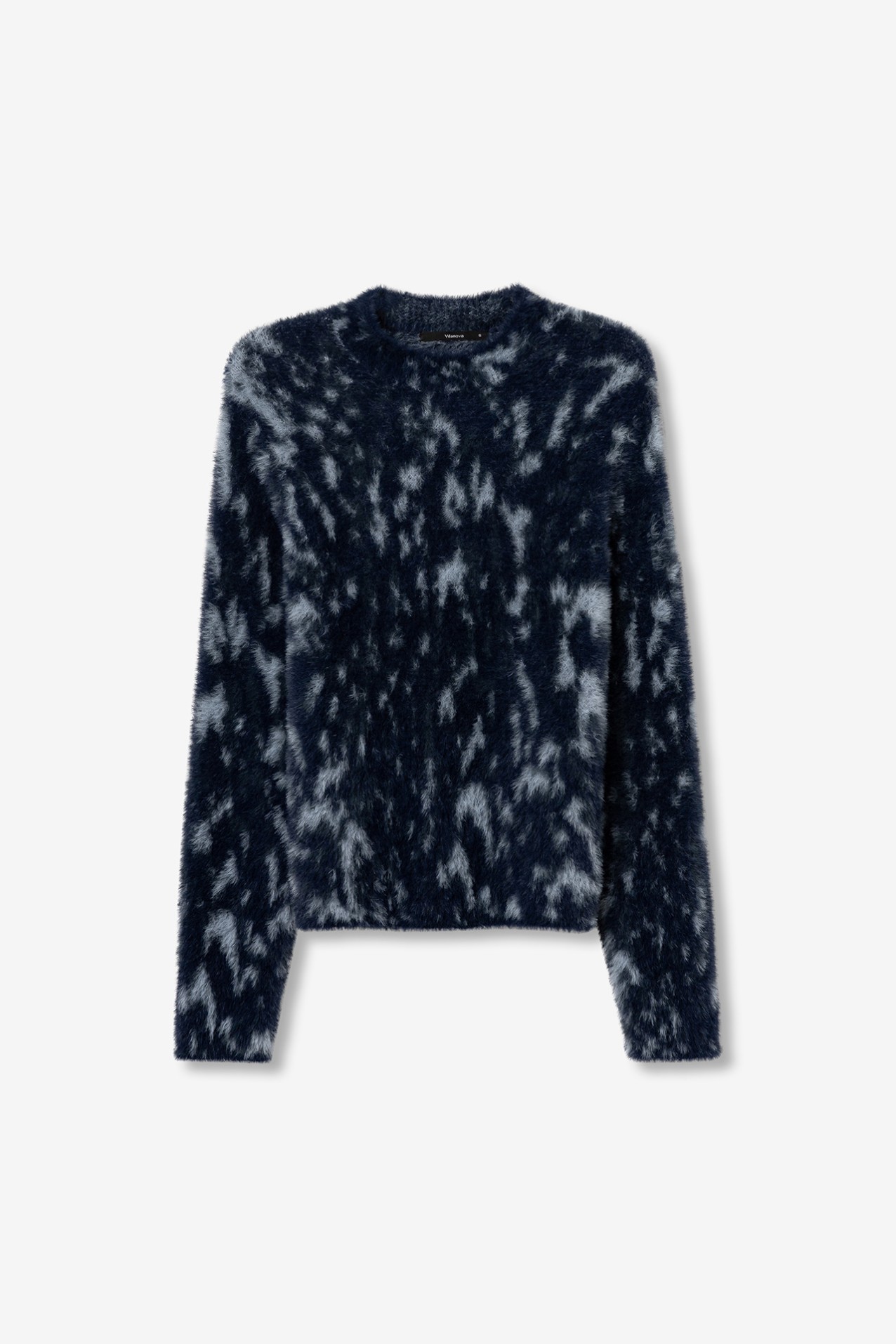 Blue Patterned Knit Sweater