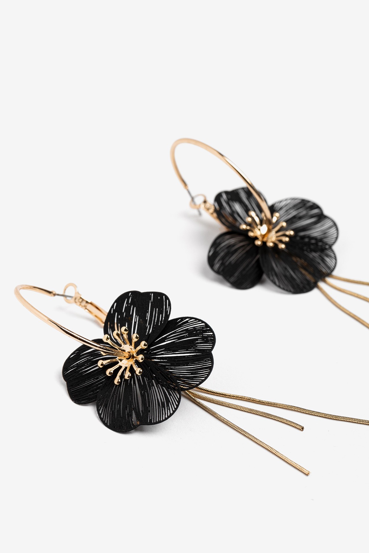 Black Floral Earrings