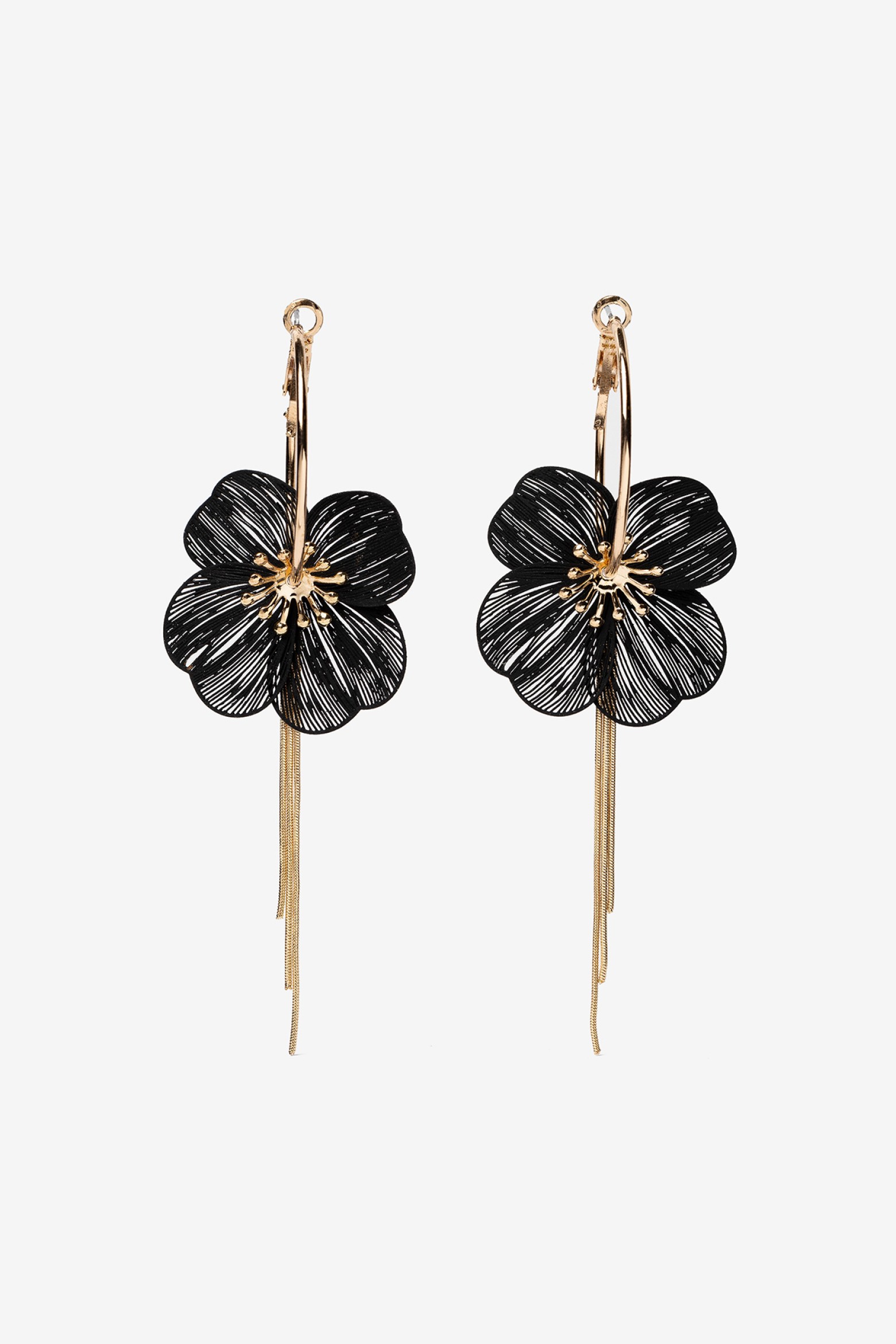 Black Floral Earrings