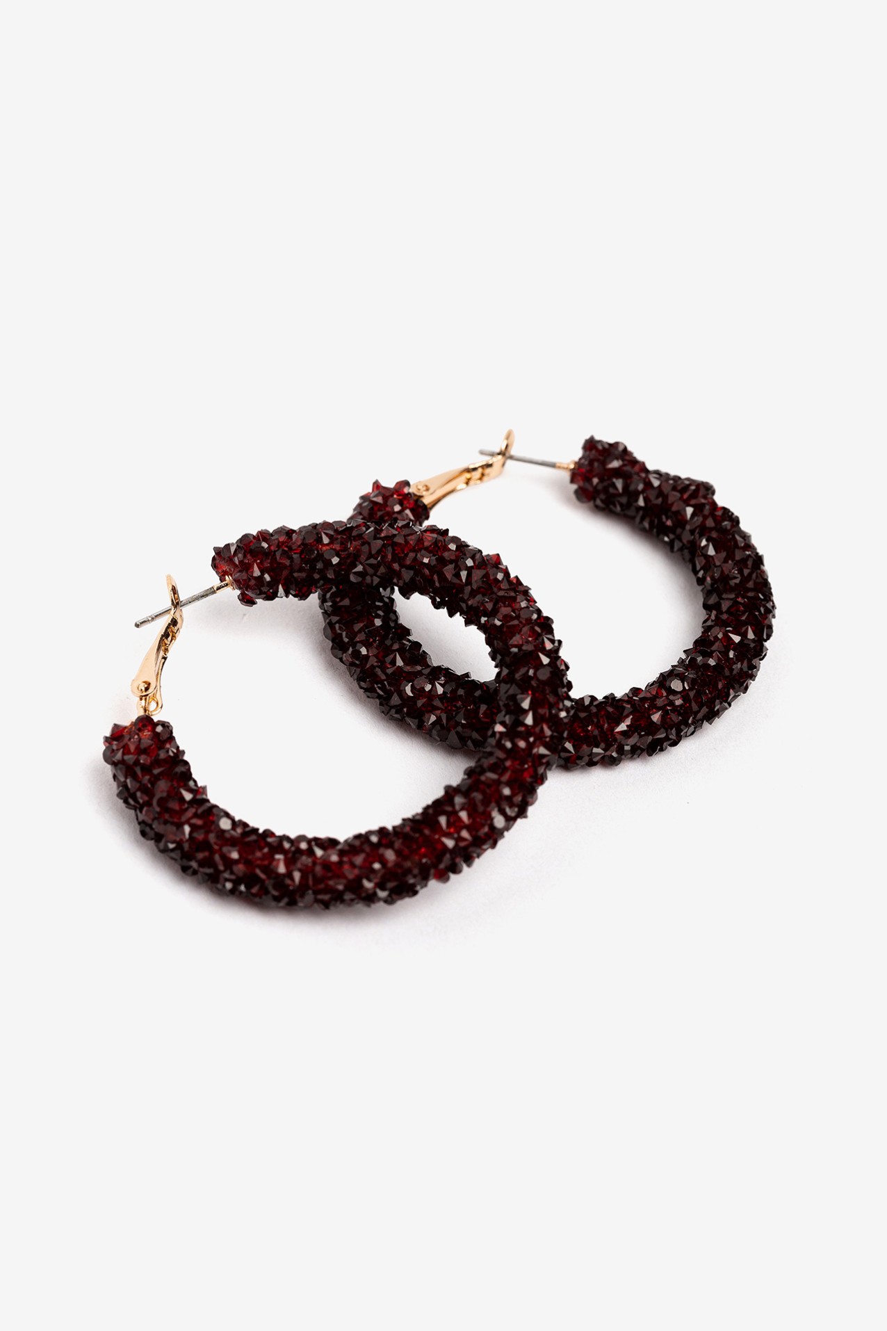 Red Beaded Hoop Earrings