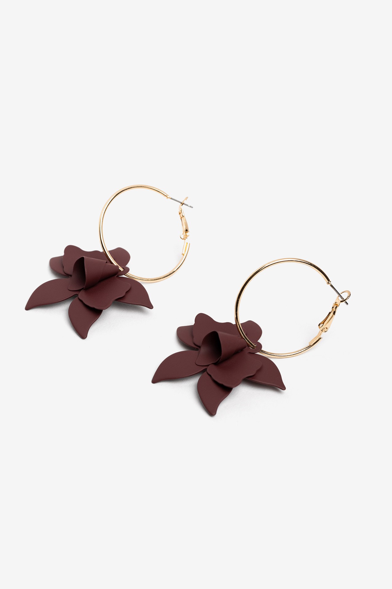 Gold Hoop Floral Earrings