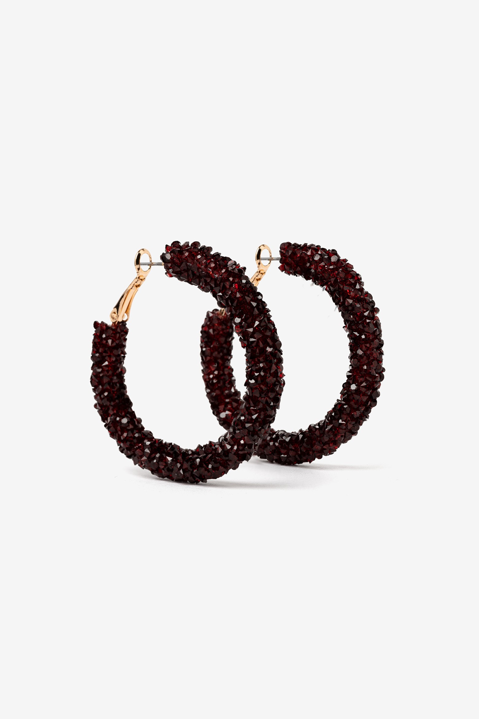 Red Beaded Hoop Earrings